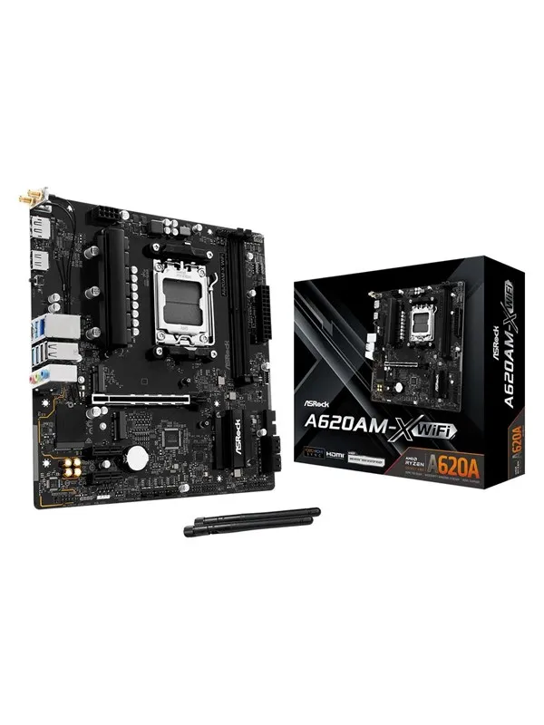 ASRock A620AM-X WIFI Hovedkort - AMD A620A - AMD AM5 socket - DDR5 RAM - Micro-ATX
