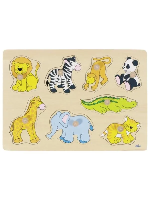 Goki Wooden Stud Puzzle Wild Animals Tre