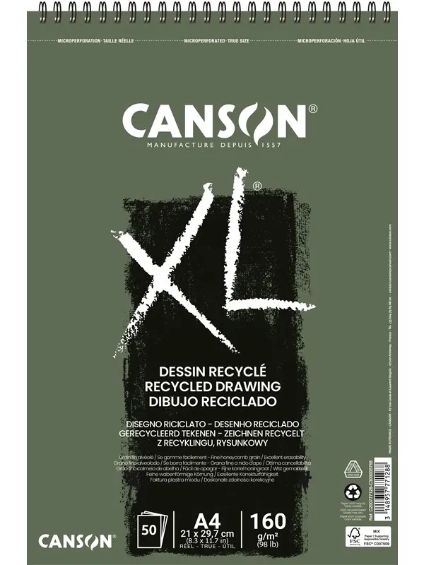 Canson XL Recyclé FG A4 160G Spiral 50 SH