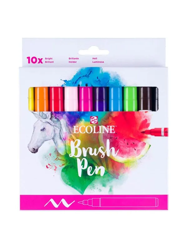 Bruynzeel Ecoline Brush Pen Set Clear 10 Colors