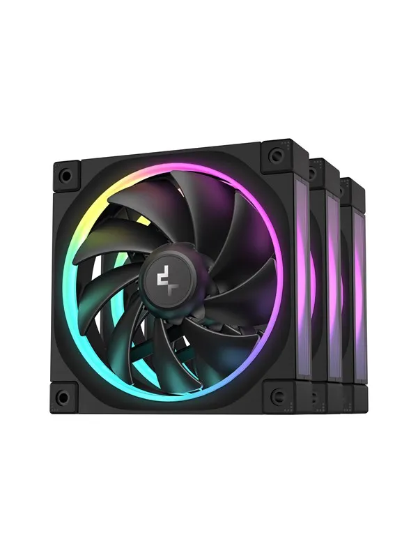 DeepCool FL12 3in1 (3-Pack) - Kabinettvifte - 120mm - Svart med RGB LED-lys - 32 dBA