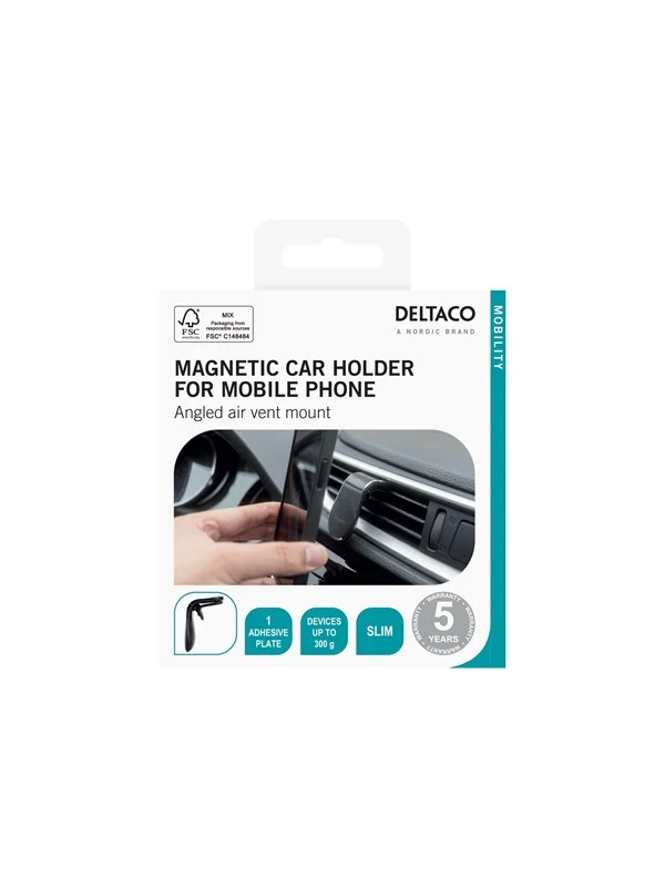 Deltaco ARM-C104 - car holder for mobile phone - magnetic angled slim