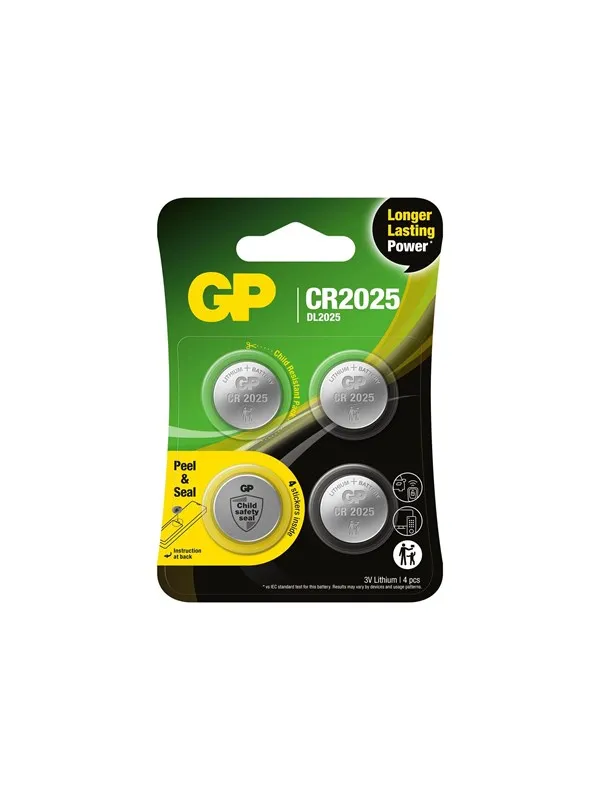 GP battery - safety seal - 4 x CR2025 - Li/MnO2