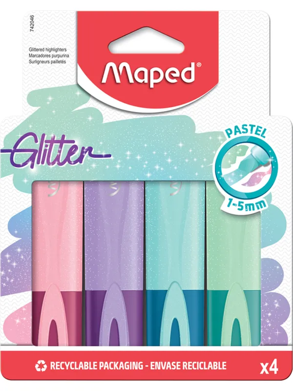 Maped Fluo'Peps Classic  Glitter Pastel Highlighters x4