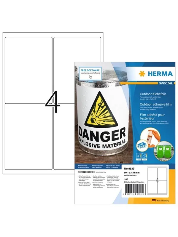 HERMA Weatherproof outdoor film labels A4 99.1 x 139 mm white