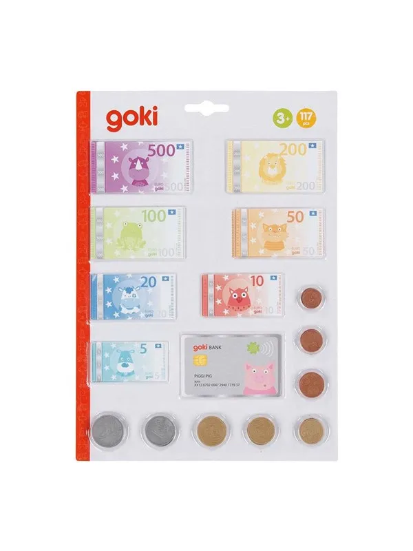 Goki Play Money Animals with Credit Card and Coins 117 pcs.