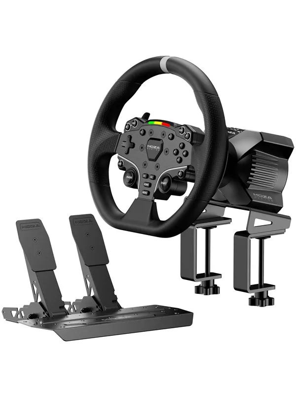 Moza Racing R3 Bundle (R3 Base + ES-hjul + SR-P Lite to pedaler + bordklemme) - PC