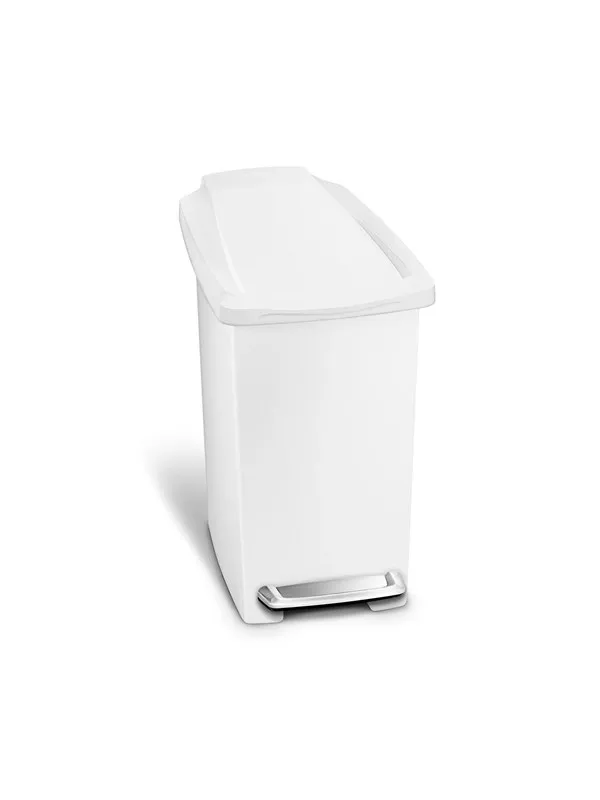 Simplehuman 10L slim pedal bin white plastic