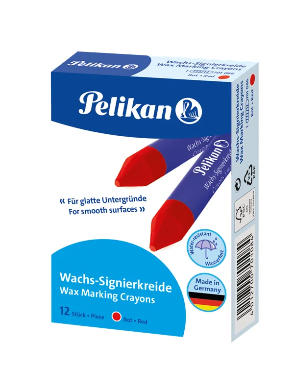 Pelikan voks farger Rød 12 pk.