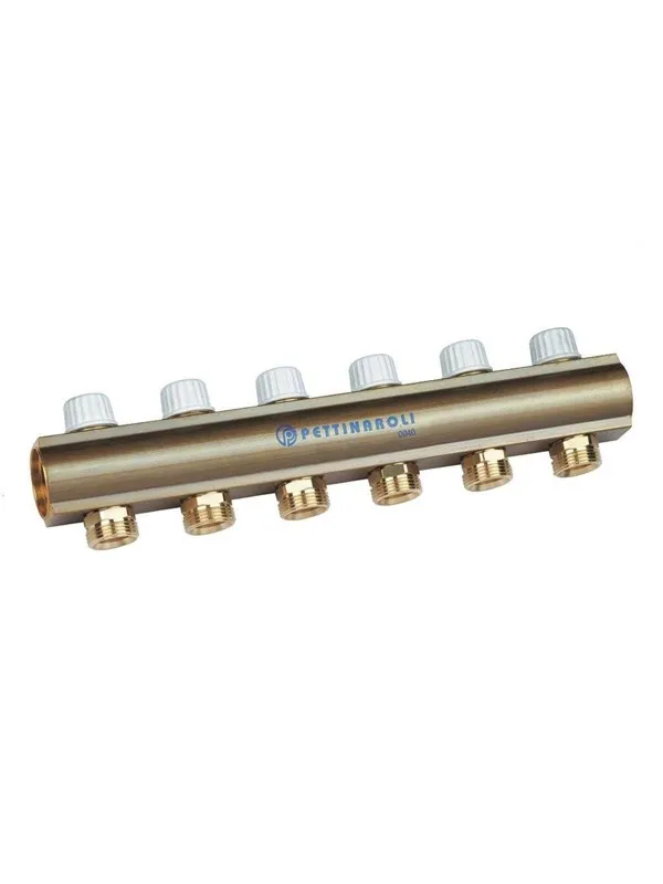 Pettinaroli Linear manifold 1x3/4/18 with incorporated lockshield valve 2 outlets