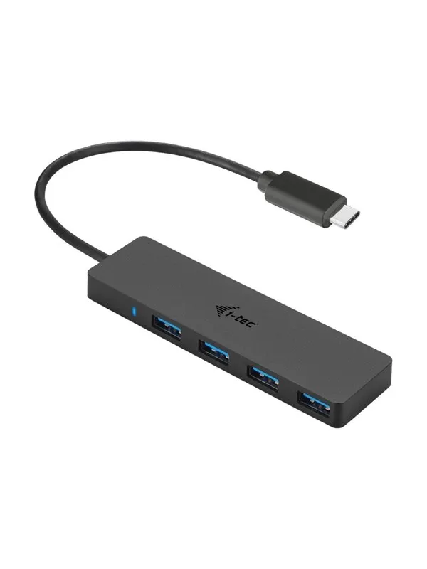I-Tec USB-C Slim Passive Hub - 4-Port - USB 3.0 - 20 cm cable USB-hub - USB 3.0 - 4 porter - Svart