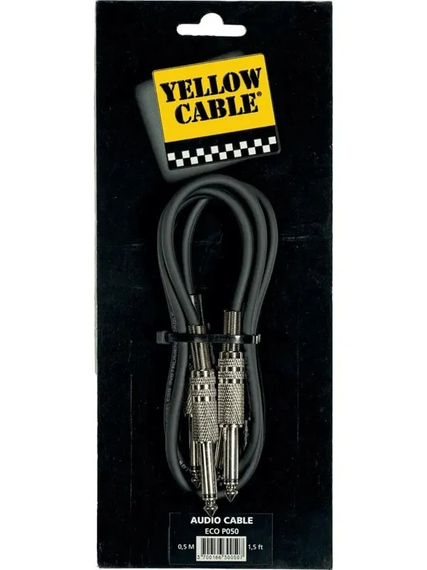 Yellow Cable P050 - 2 x 1/4" Jack/Jack patchkabel 50cm.