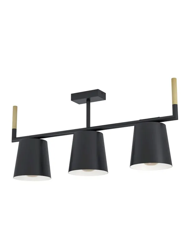EGLO LACEY TAKLAMPE 3XE27 L780 SVART/KREMFARGET FSC
