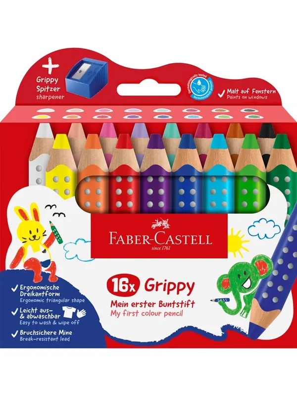 Faber-Castell Colour pencil Grippy set 16 w. sharpener