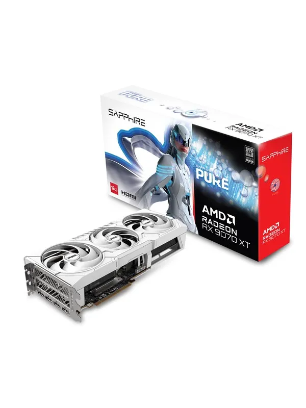 Sapphire Radeon RX 9070 XT Pure OC - 16GB GDDR6 RAM - Grafikkort
