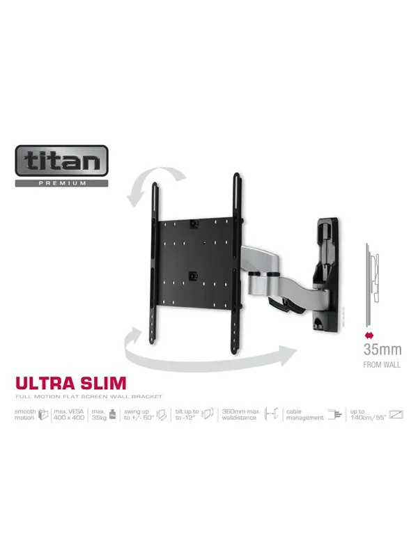 Vivanco Full Motion SLIM Bracket VESA 400 35kg - Max 35 kg - recommended for 55"