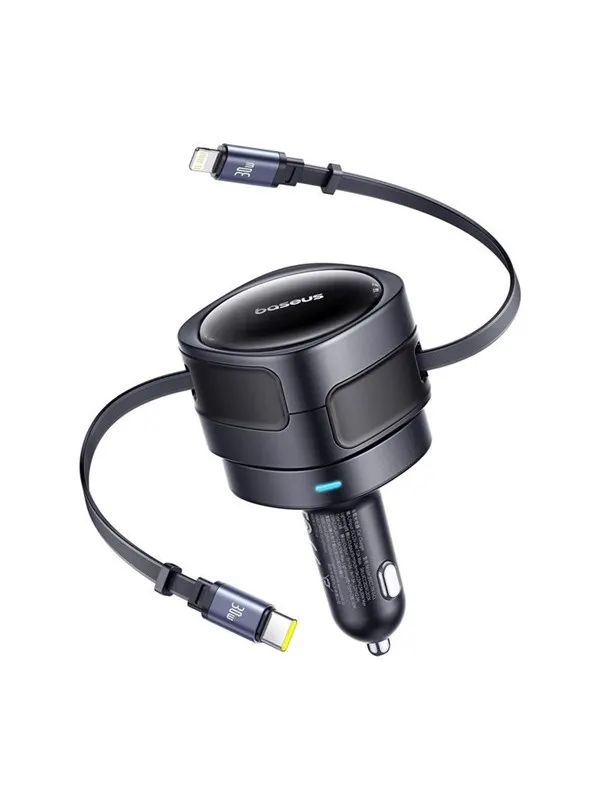 Baseus Enjoyment Max Car Charger with USB-C & Lightning 60W - Black
