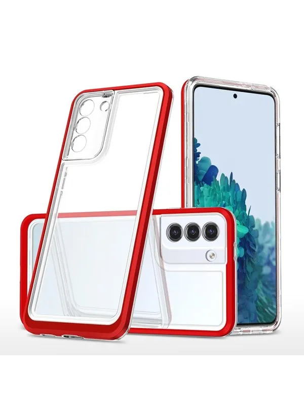 Hurtel Clear 3in1 Case for Samsung Galaxy S23 Silicone Cover with Frame Red