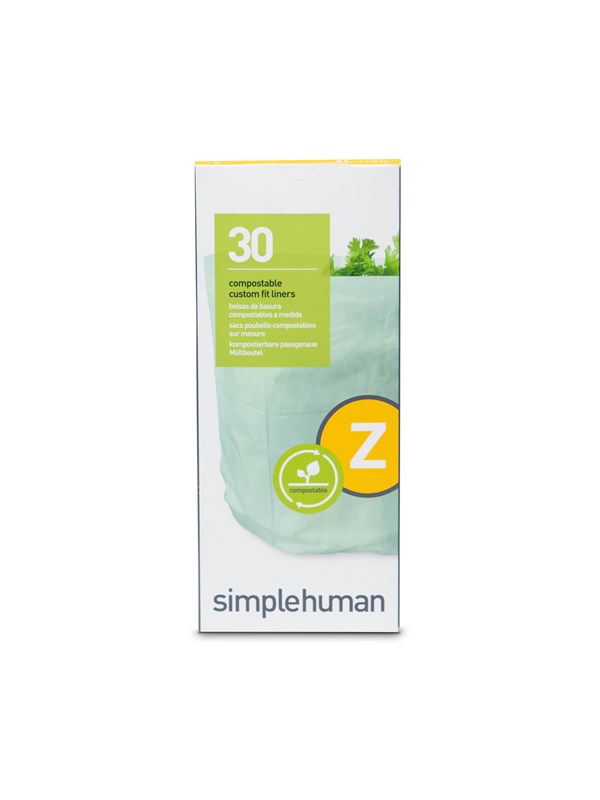 Simplehuman Kode Z tilpassede søppelposer, pakke med 30, hvit
