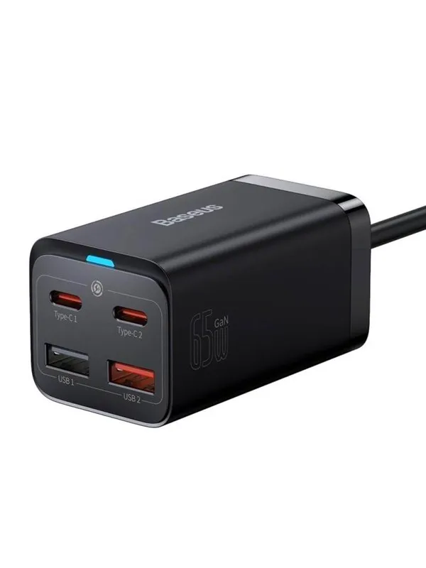 Baseus GaN3 Pro 4 Ports Desktop Charger 2x USB-C 2x USB 65W - Black