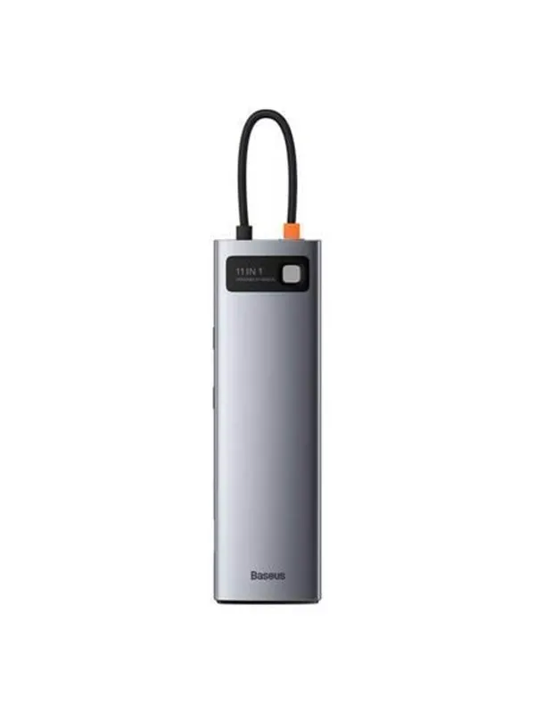Baseus Hub 11in1 Metal Gleam Series USB-C to 3x USB 3.0 + 2x HDMI + USB-C PD + Ethernet RJ45 + microSD/SD + VGA + AUX USB-hub - USB 3.0 - 11 porter - Grå