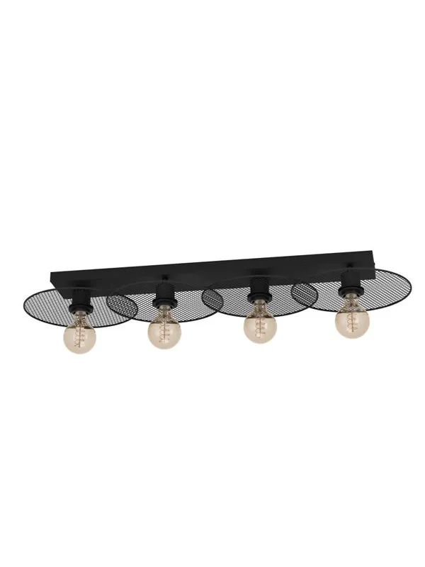 EGLO IKESTON TAKLAMPE 4L E27 SVART/GRILL