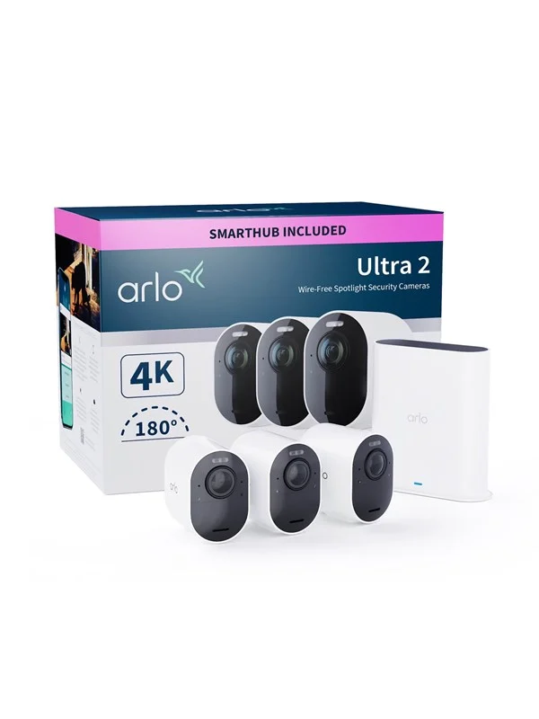 Arlo Ultra 2 4K UHD trådløst sikkerhetskamerasystem, 3 kameraer