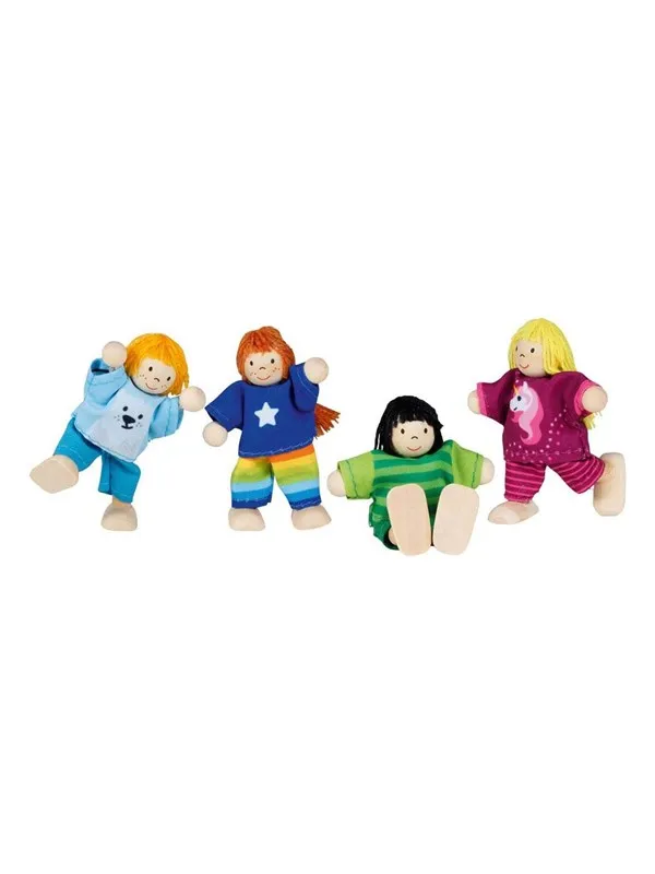 Goki Wooden Dollhouse Dolls Flexible Children 4 pcs.