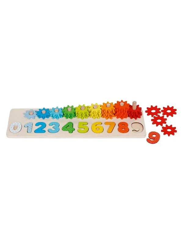 Goki Wooden Sorting Game Learning to Count with Gears 55 pcs.