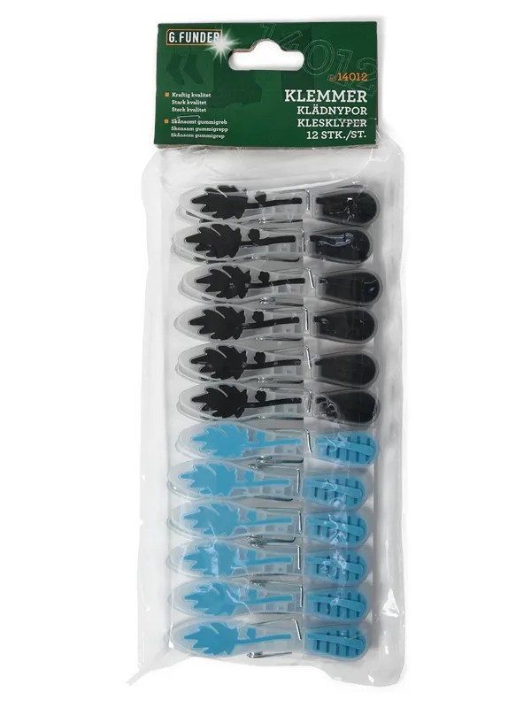 G.Funder Plastic clothespin with rubber grip 12 pcs.