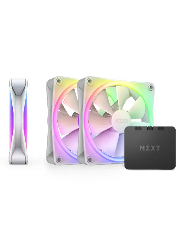 NZXT F120 RGB DUO 3-pack & RGB Controller - White - Kabinettvifte - 120mm - Hvit med RGB-lys - 29 dBA