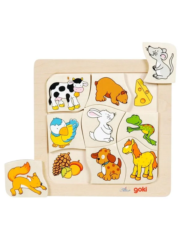 Goki Wooden Jigsaw Puzzle Who Eats What? Tre