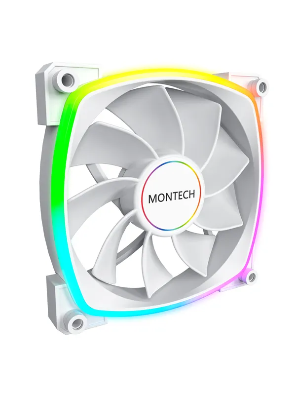 Montech RX140 PWM WH - Reverse - Kabinettvifte - 140mm - Hvit med RGB-lys - 28 dBA