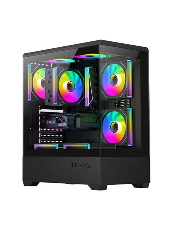 Darkflash C365 Computer Case + 5 Fans - Kabinett - Svart