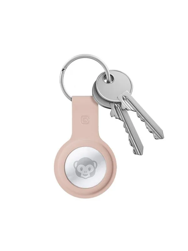 CRONG Silicone Case with Key Ring - Protective keychain case for Apple AirTag 1/2 - sand pink
