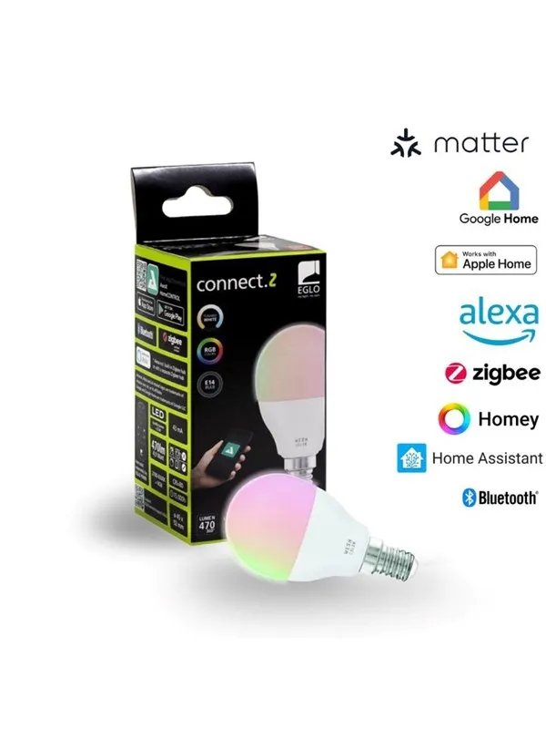EGLO E14 LED-Z MATTER P45 RGB/CCT 4.9W 530lm opal