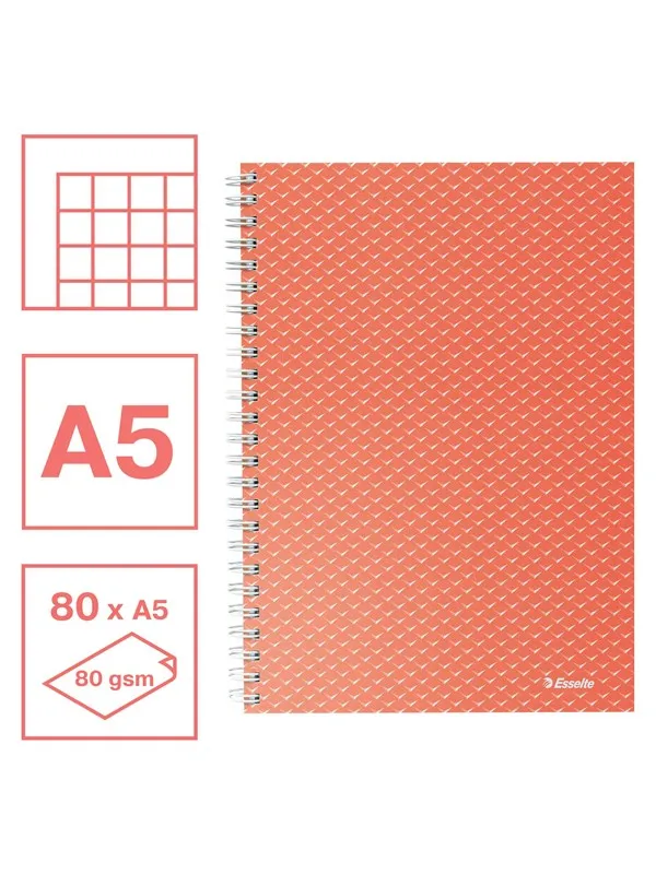 Esselte  Colour'Breeze A5 Notebook squared wirebound Coral