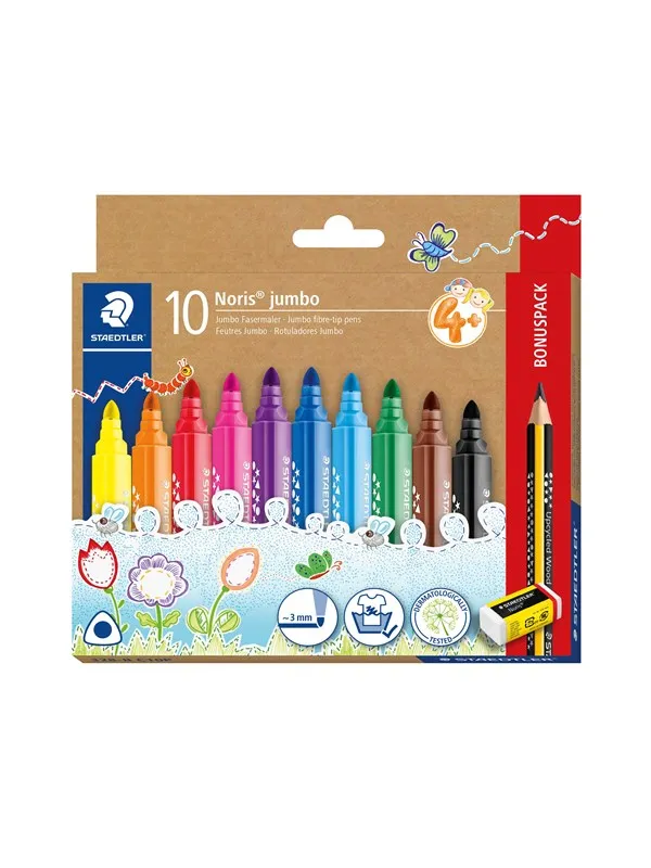 Staedtler Fibre-tip Noris jumbo 10pcs wallet