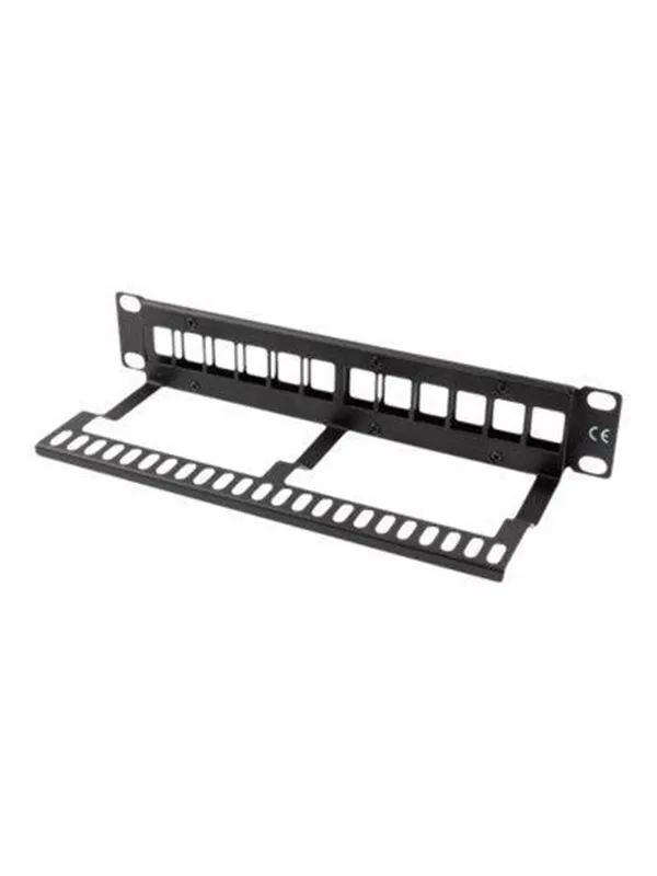 Lanberg PPKS-9112-B Patch Panel Blank 12-Port 1U with Organizer for Keystone Modules Black