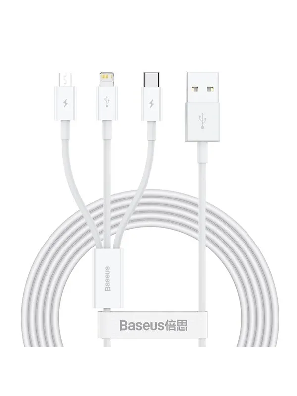 Baseus Superior Series USB to micro USB / USB-C / Lightning 3.5A 1.2m (white)