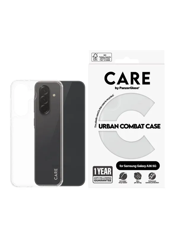 CARE by PanzerGlass Flagship Case Transparent Urban Combat w. Clear Frame Samsung Galaxy A36 5G