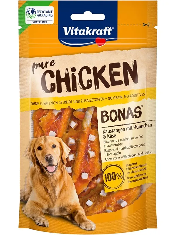Vitakraft Pure Chicken Bonas Tyggestenger med Kylling og Ost 80g