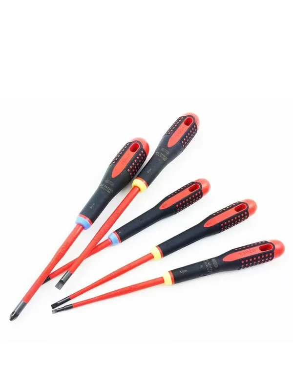BAHCO 9882sl insulated  slotted screwdrivers 5 pcs 1000v -  slimblade be-9882sl pz/lk
