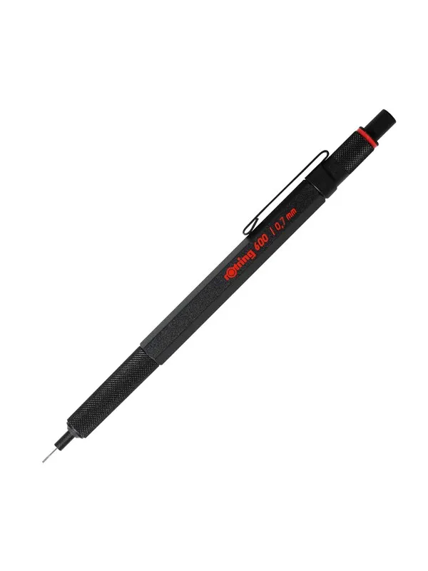 Rotring 600 Mechanical Pencil | 0.7 mm | Black All-Metal Body Propelling Pencil | Non-Slip Knurled Grip & Hexagonal Barrel