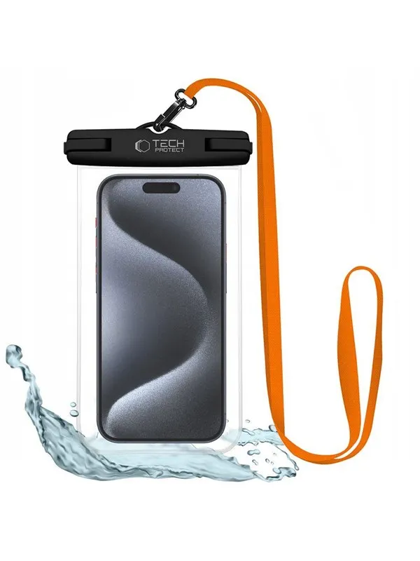 Tech-Protect Waterproof Case UWC7 Waterproof for Devices up to 6.9" - Black & Orange