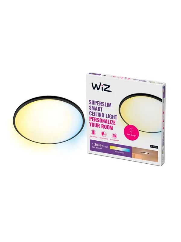 WiZ SuperSlim Smart Taklampe Svart, 14W, Justerbar Hvit og Dimbar