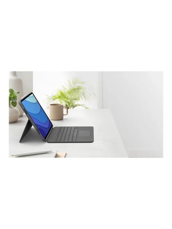 Logitech Combo Touch - keyboard and folio case - with trackpad - QWERTY - US International - oxford grey - Tastatur & Foliosett - Universal - Grå