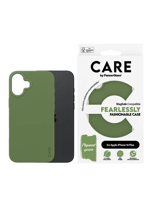 CARE by PanzerGlass Case Fashion Green MagSafe iPhone 16 Plus