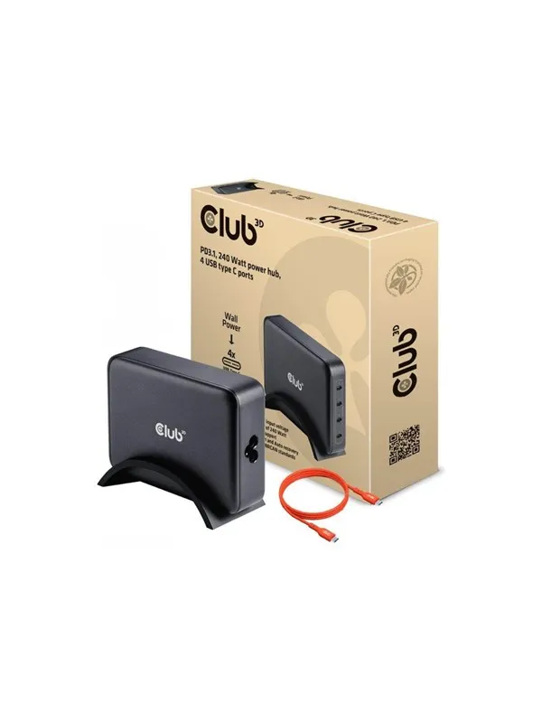 Club 3D power adapter - GaN technology - 24 pin USB-C - 240 Watt