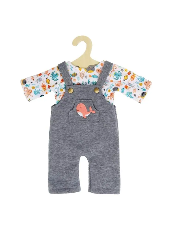 Heless Doll dungarees with T-shirt Pink Whale 35-45 cm
